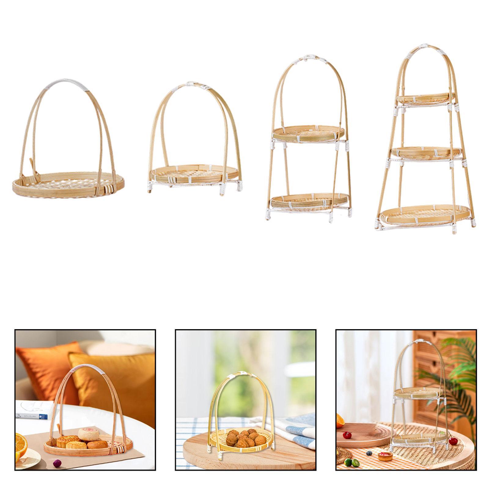 Snacks Food Gift Baskets - Support à collation en bambou tressé,